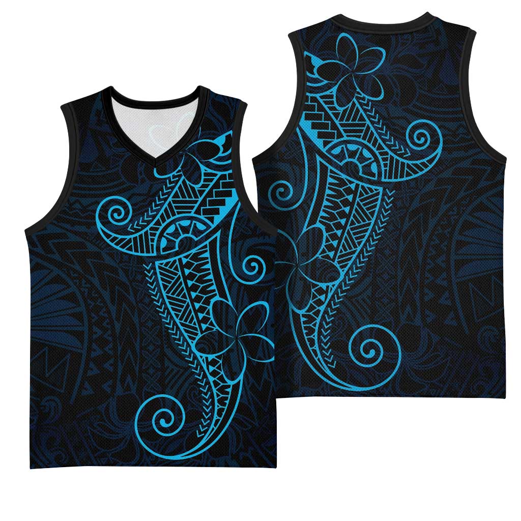 Black Blue Polynesian Tribal Basketball Jersey - Polynesian Pride