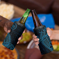 Black Blue Polynesian Tribal 4 in 1 Can Cooler Tumbler - Polynesian Pride