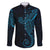 Black Blue Polynesian Tribal Family Matching Long Sleeve Bodycon Dress and Hawaiian Shirt - Polynesian Pride