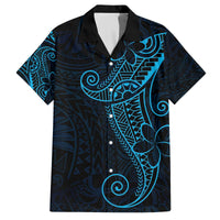 Black Blue Polynesian Tribal Family Matching Off The Shoulder Long Sleeve Dress and Hawaiian Shirt - Polynesian Pride