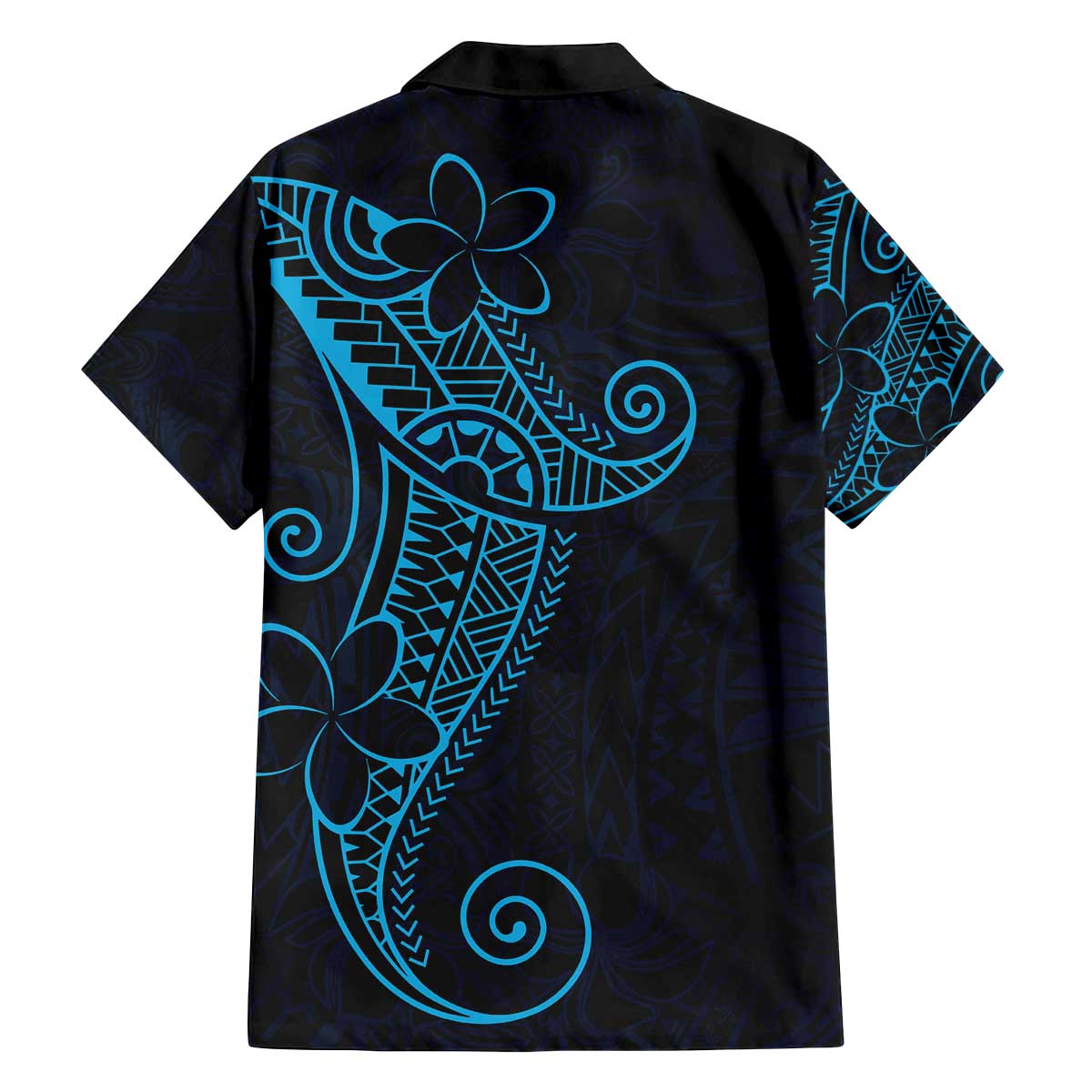 Black Blue Polynesian Tribal Family Matching Off The Shoulder Long Sleeve Dress and Hawaiian Shirt - Polynesian Pride