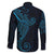 Black Blue Polynesian Tribal Family Matching Off Shoulder Short Dress and Hawaiian Shirt - Polynesian Pride