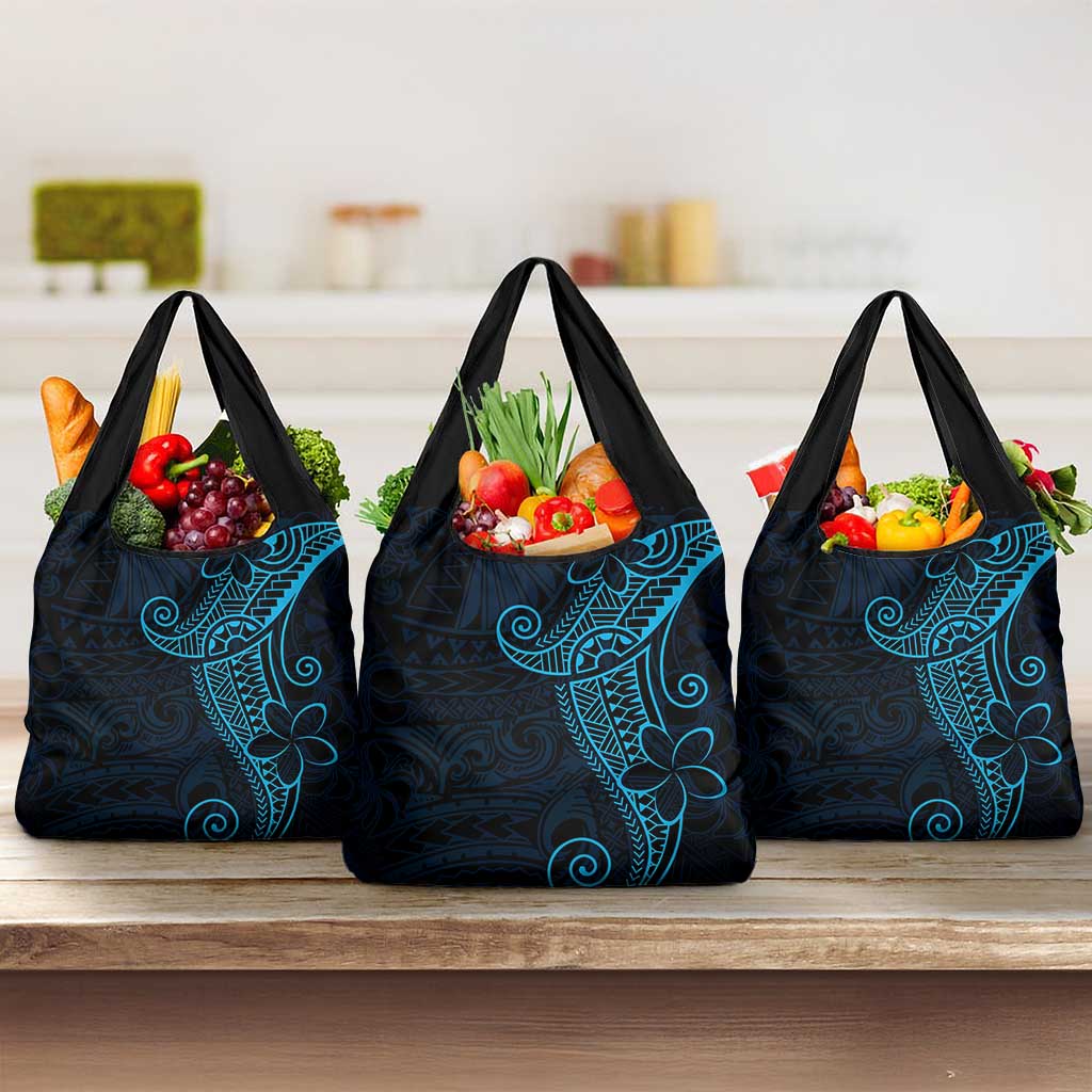 Black Blue Polynesian Tribal Grocery Bag - Polynesian Pride
