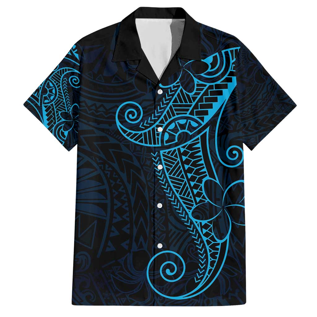 Black Blue Polynesian Tribal Hawaiian Shirt - Polynesian Pride