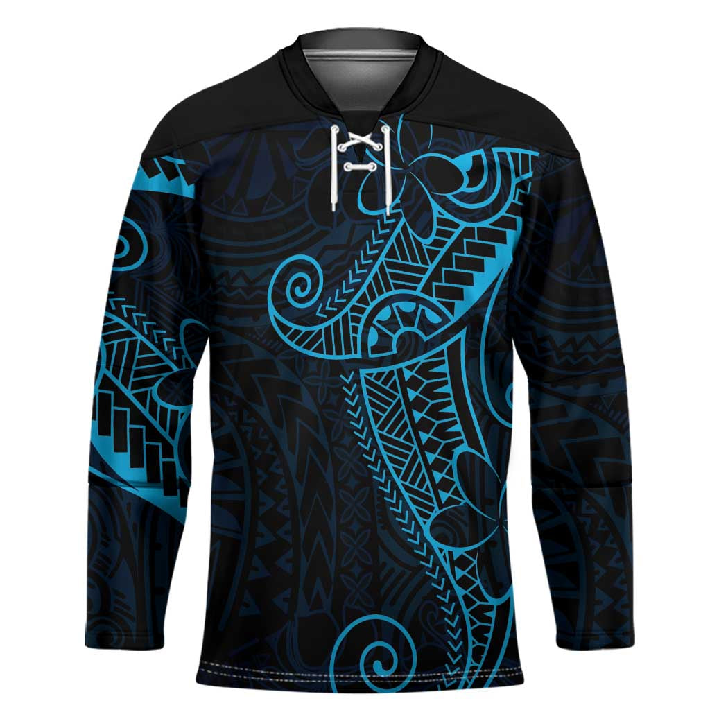 Black Blue Polynesian Tribal Hockey Jersey - Polynesian Pride
