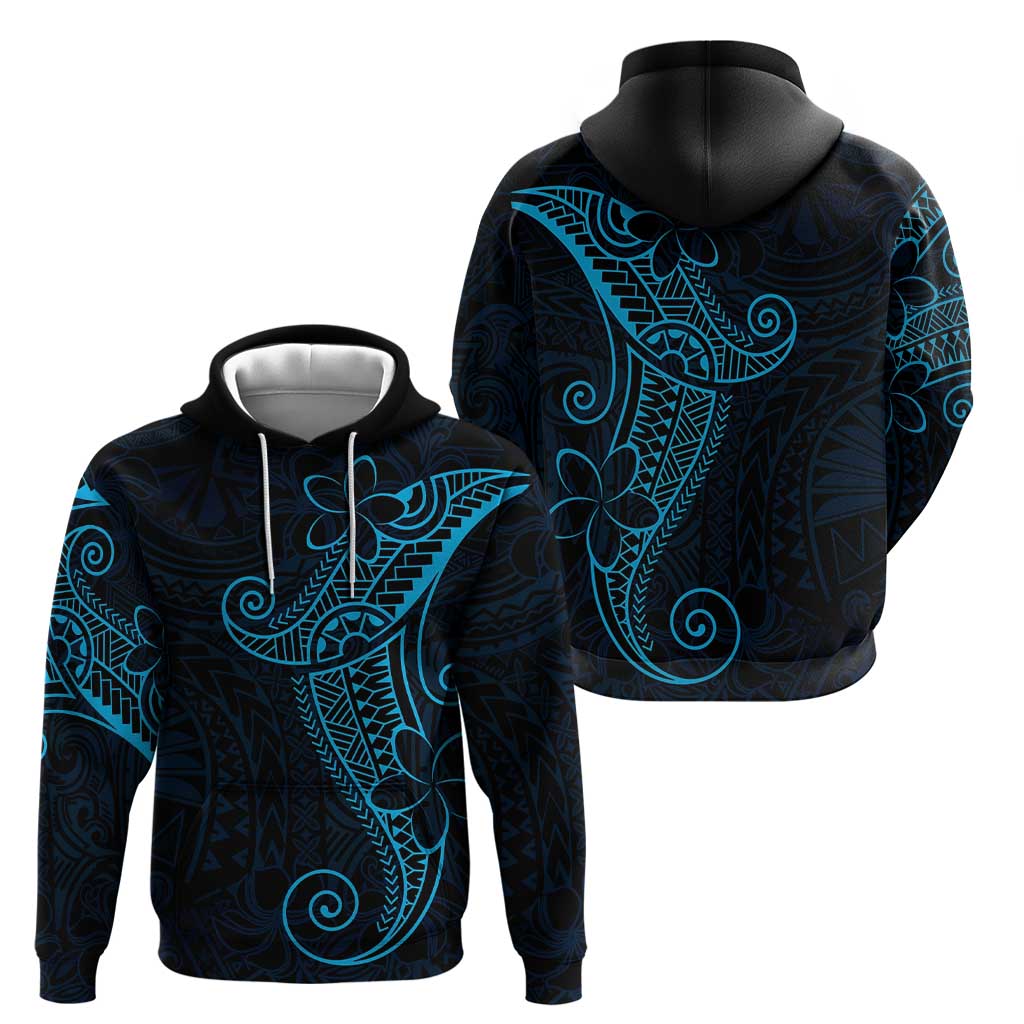 Black Blue Polynesian Tribal Hoodie - Polynesian Pride