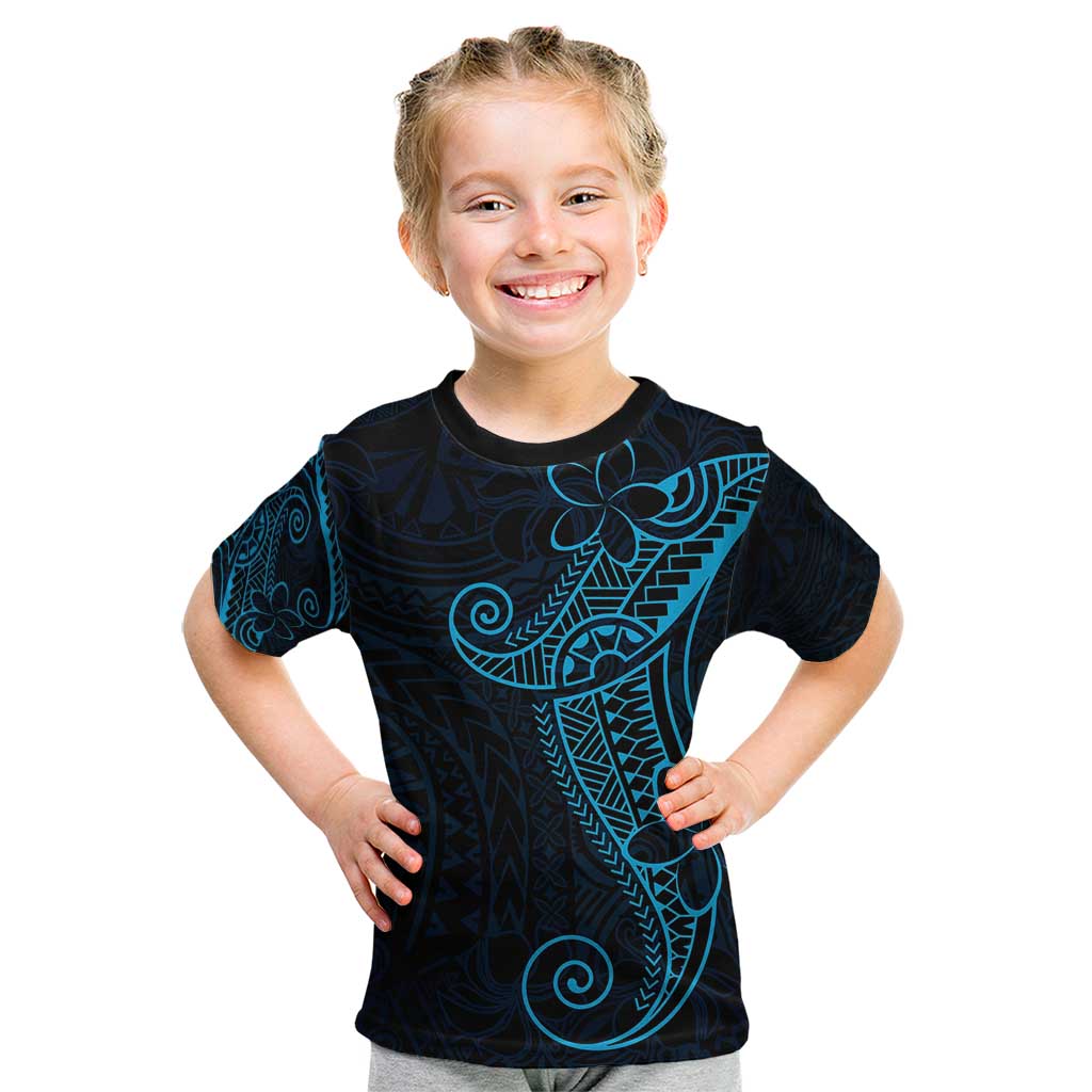 Black Blue Polynesian Tribal Kid T Shirt LT9 Blue - Polynesian Pride