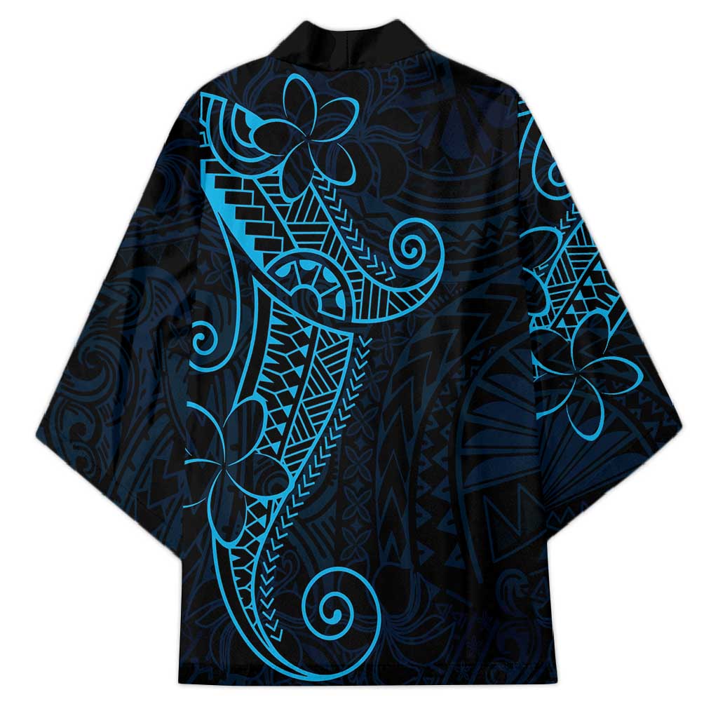 Black Blue Polynesian Tribal Kimono - Polynesian Pride