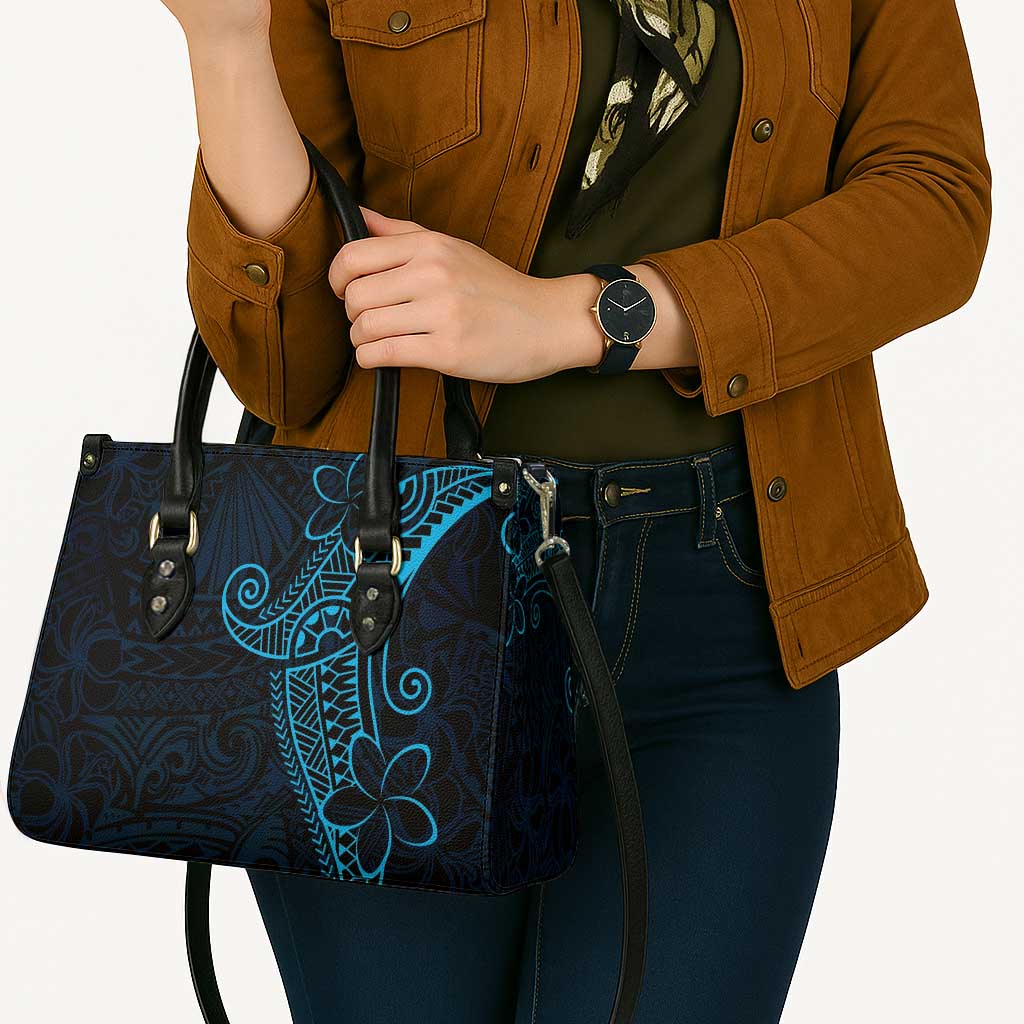 Black Blue Polynesian Tribal Leather Bag - Polynesian Pride