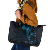 Black Blue Polynesian Tribal Leather Tote Bag LT9 Blue - Polynesian Pride