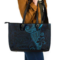 Black Blue Polynesian Tribal Leather Tote Bag LT9 - Polynesian Pride