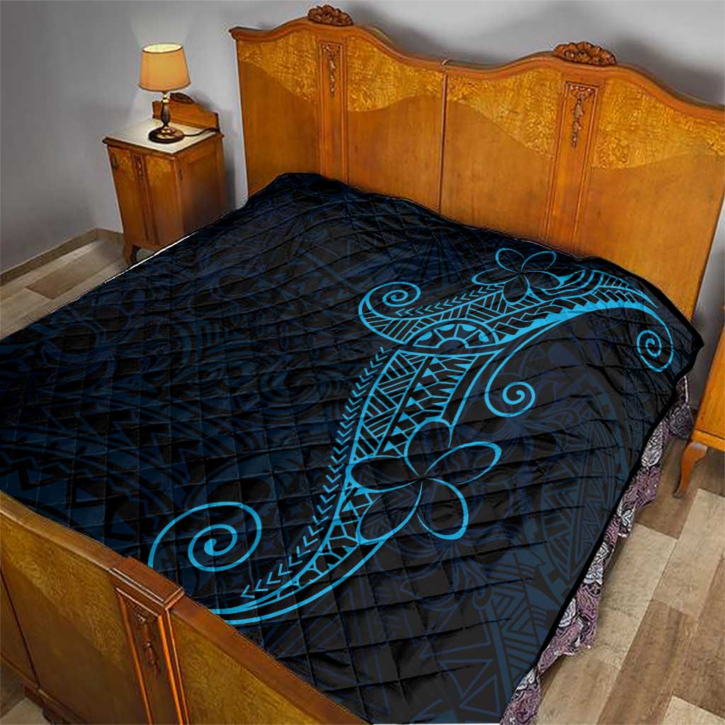 Black Blue Polynesian Tribal Quilt - Polynesian Pride