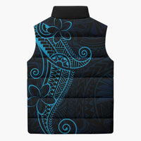 Black Blue Polynesian Tribal Sleeveless Puffer Jacket - Polynesian Pride