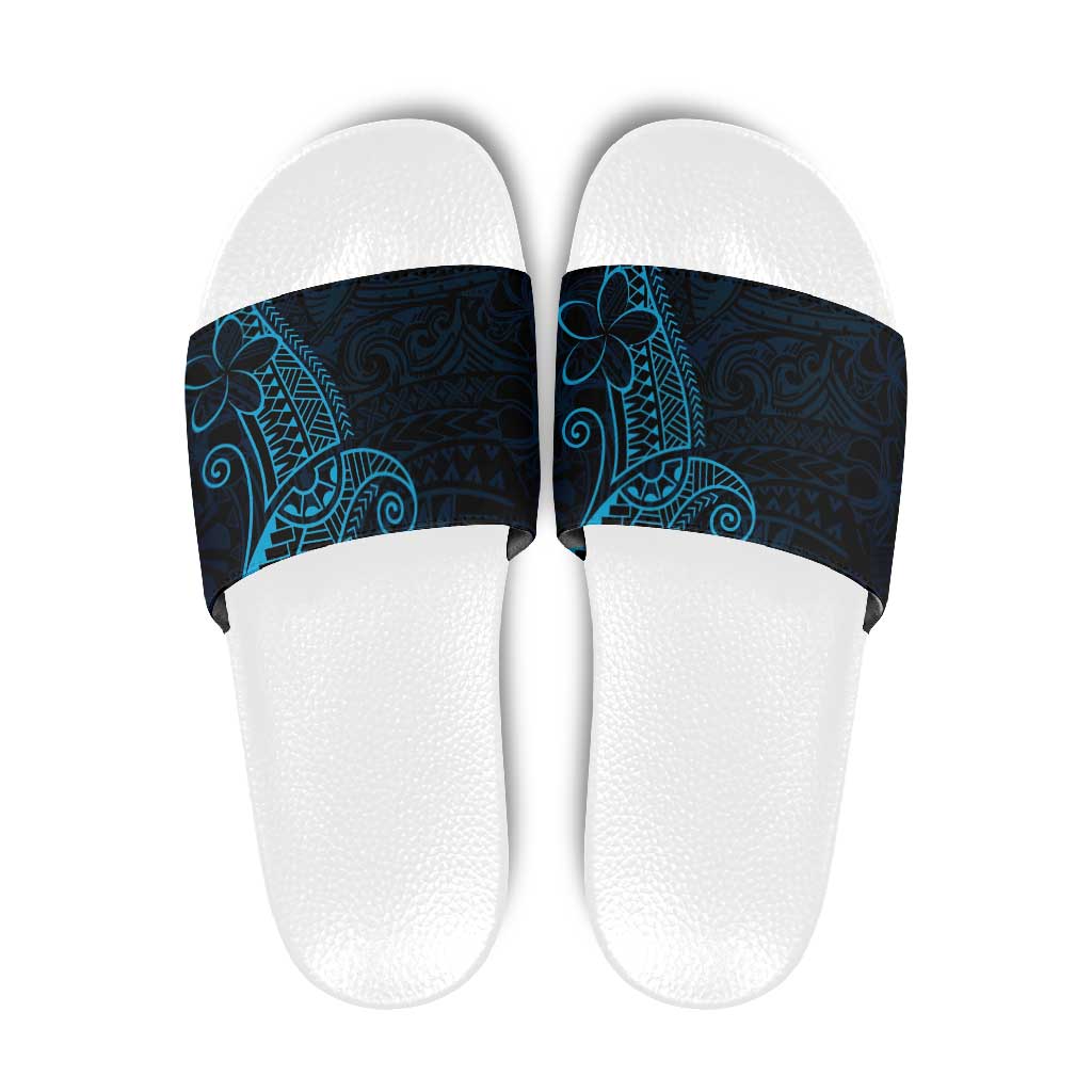 Black Blue Polynesian Tribal Slide Sandals - Polynesian Pride
