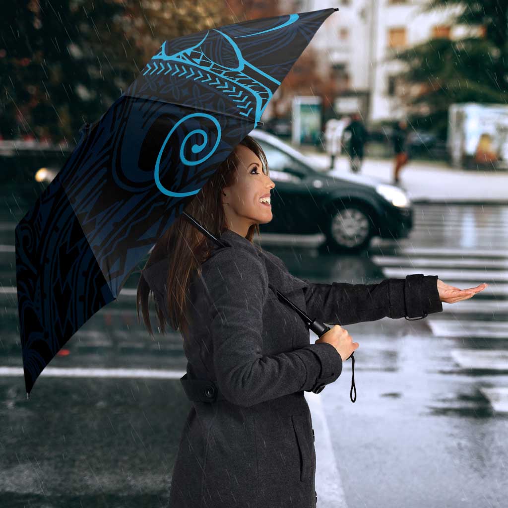 Black Blue Polynesian Tribal Umbrella - Polynesian Pride