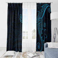 Black Blue Polynesian Tribal Window Curtain - Polynesian Pride