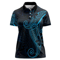 Black Blue Polynesian Tribal Women Polo Shirt - Polynesian Pride