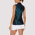Black Blue Polynesian Tribal Women Sleeveless Polo Shirt - Polynesian Pride