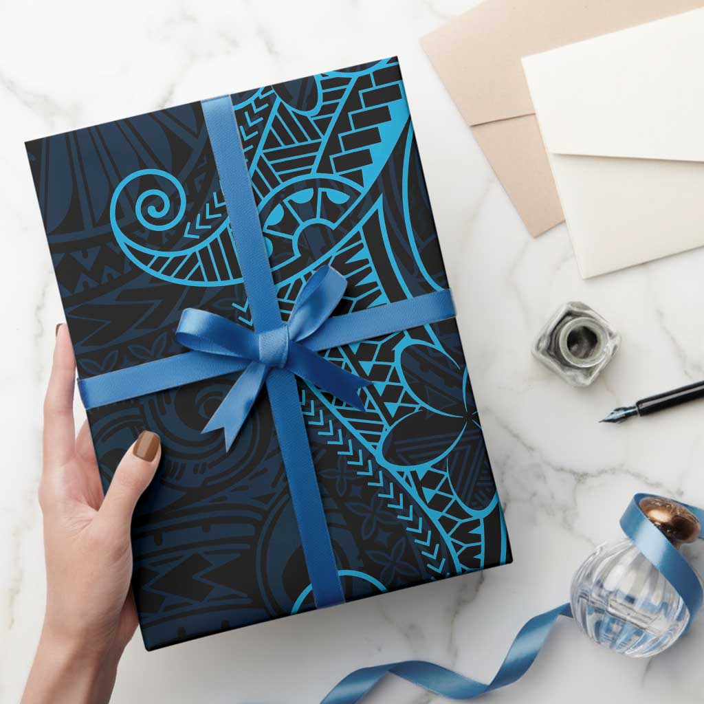 Black Blue Polynesian Tribal Wrapping Paper - Polynesian Pride
