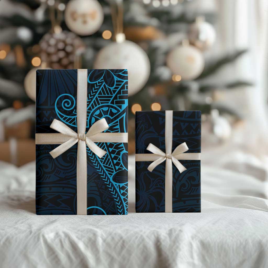 Black Blue Polynesian Tribal Wrapping Paper - Polynesian Pride