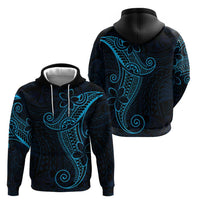 Black Blue Polynesian Tribal Zip Hoodie - Polynesian Pride