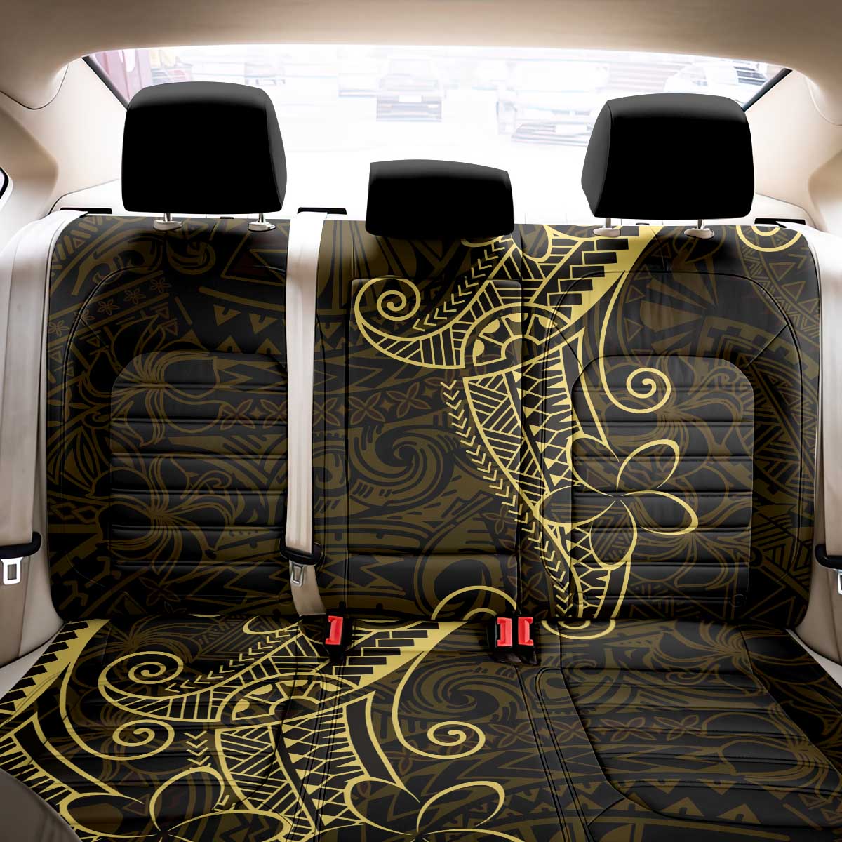 Black Gold Polynesian Tribal Back Car Seat Cover LT9 - Polynesian Pride