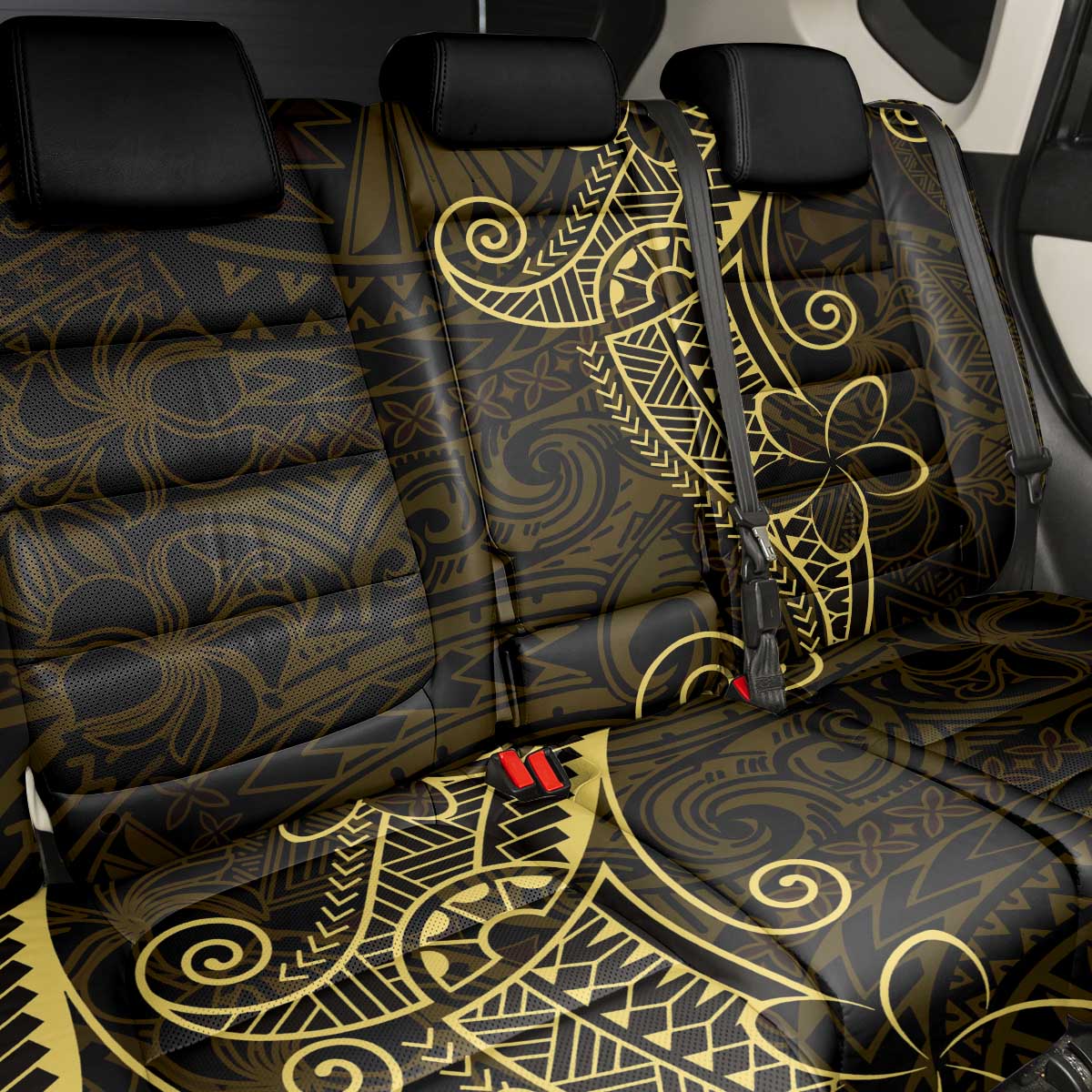 Black Gold Polynesian Tribal Back Car Seat Cover LT9 - Polynesian Pride