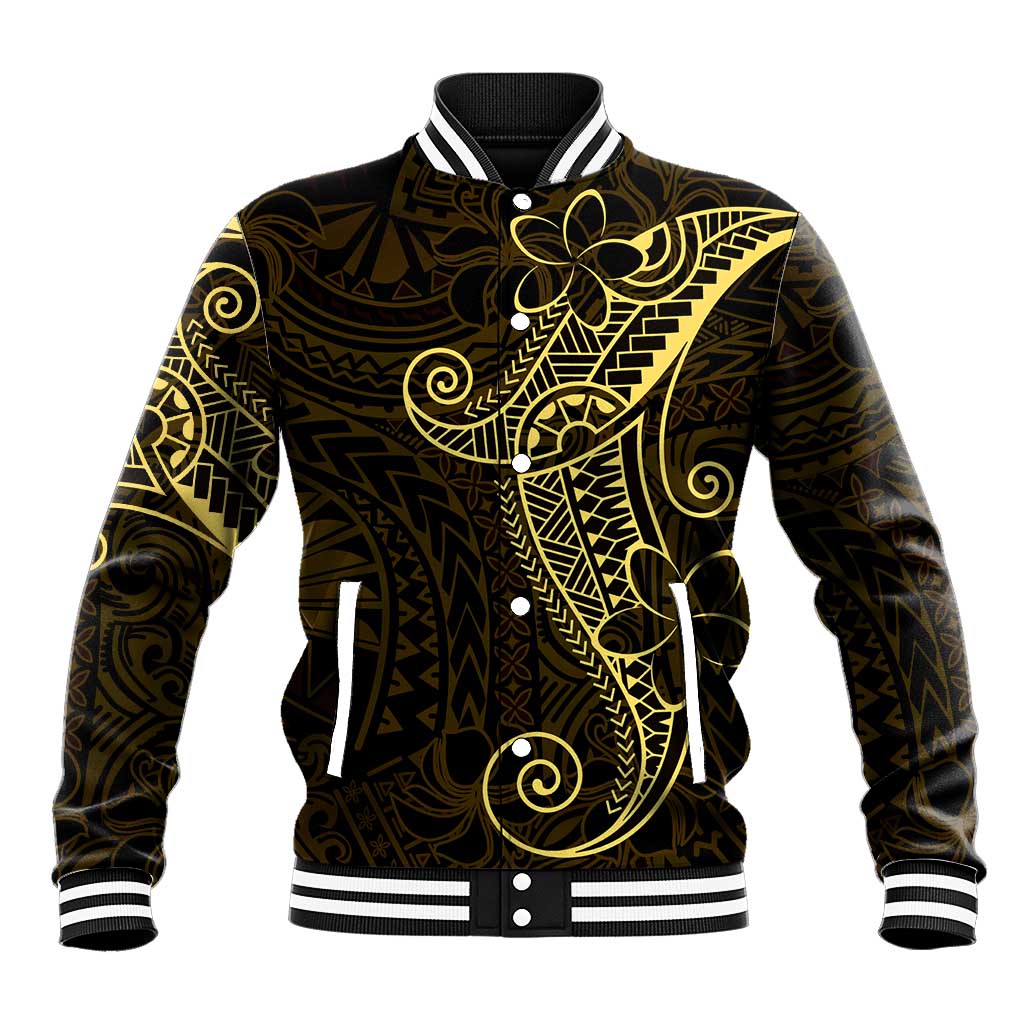 Black Gold Polynesian Tribal Baseball Jacket - Polynesian Pride