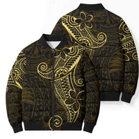 Black Gold Polynesian Tribal Bomber Puffer Jacket - Polynesian Pride