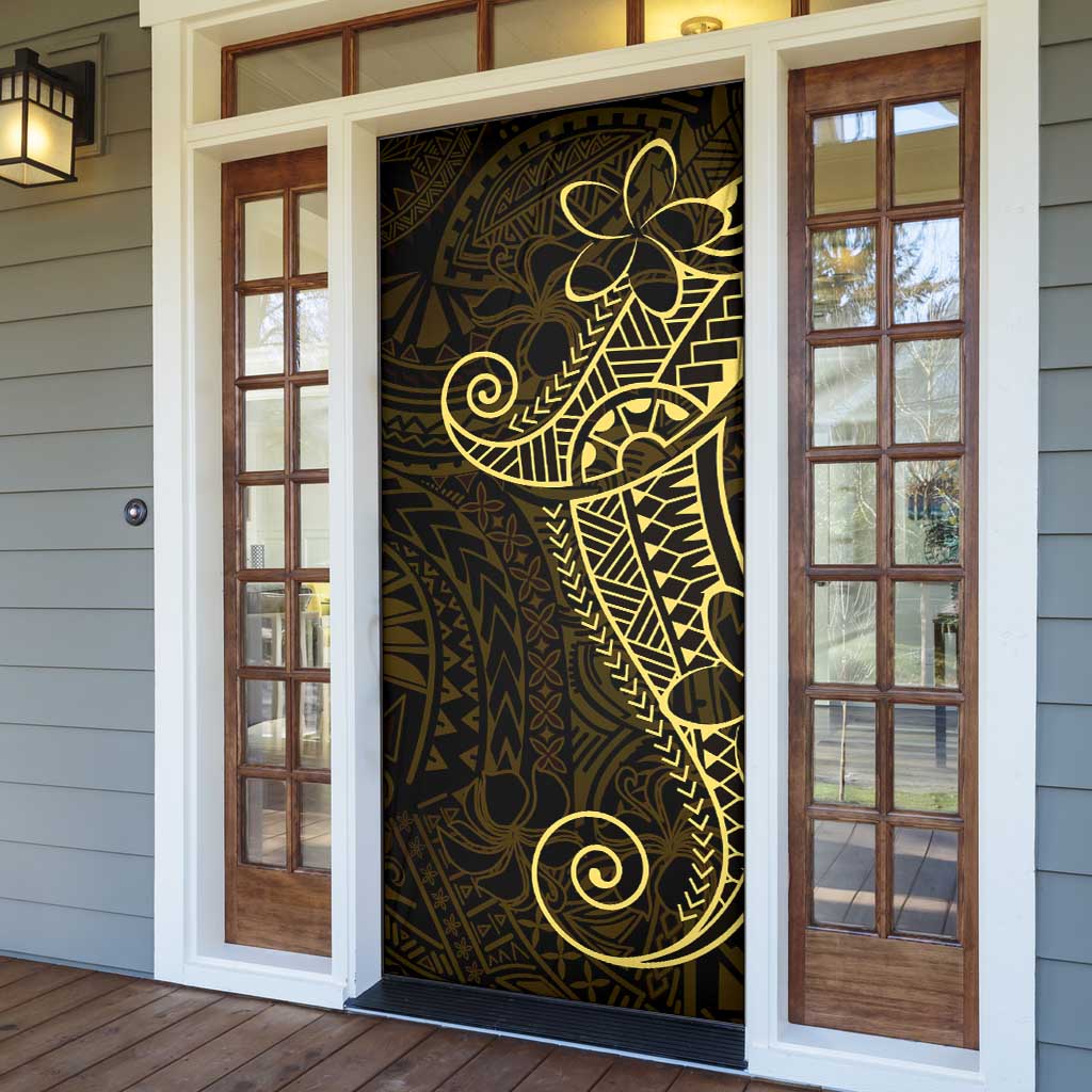 Black Gold Polynesian Tribal Door Cover - Polynesian Pride