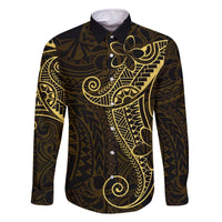 Black Gold Polynesian Tribal Family Matching Off The Shoulder Long Sleeve Dress and Hawaiian Shirt - Polynesian Pride