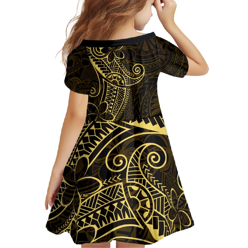 Black Gold Polynesian Tribal Family Matching Off Shoulder Maxi Dress and Hawaiian Shirt - Polynesian Pride