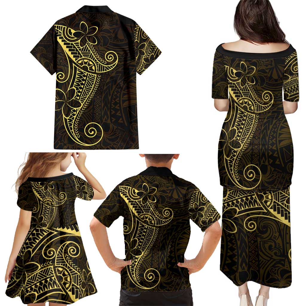 Black Gold Polynesian Tribal Family Matching Puletasi and Hawaiian Shirt - Polynesian Pride