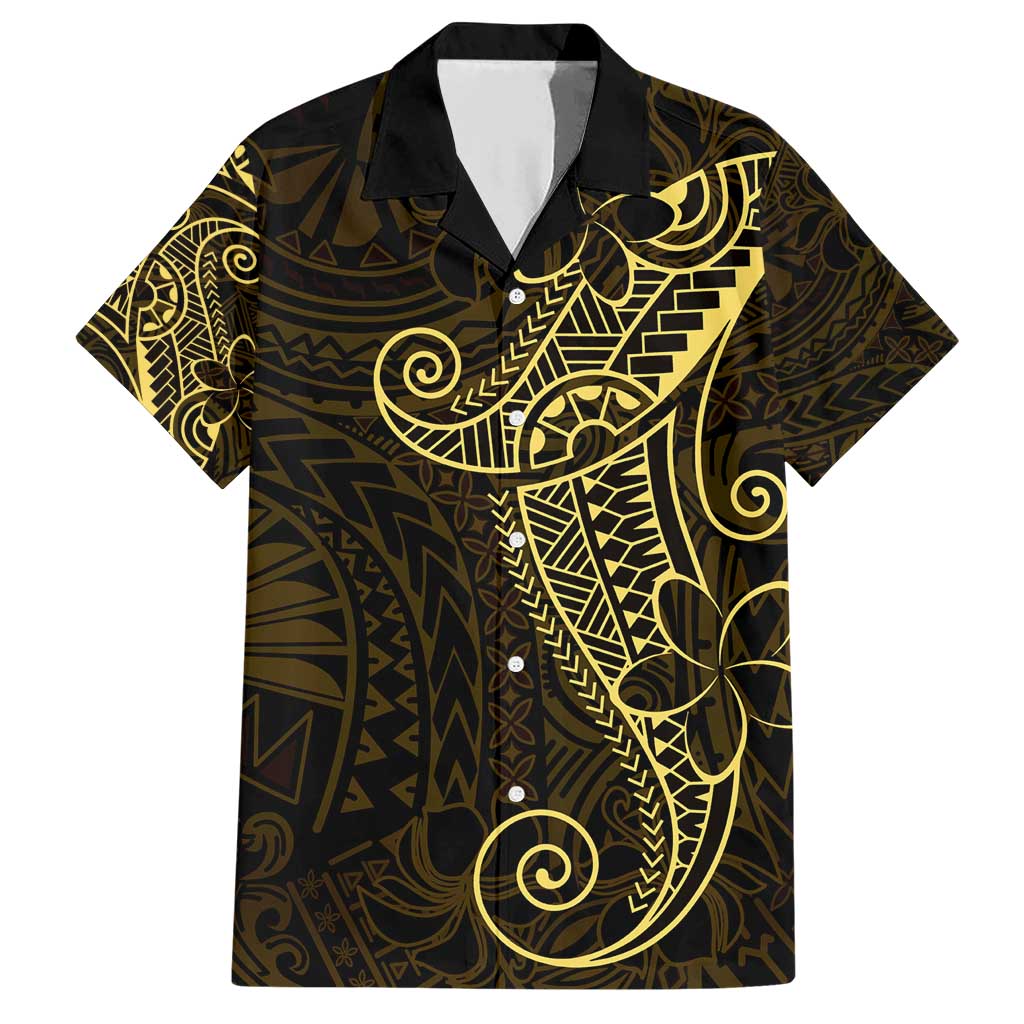Black Gold Polynesian Tribal Family Matching Short Sleeve Bodycon Dress and Hawaiian Shirt LT9 Dad's Shirt - Short Sleeve Gold - Polynesian Pride