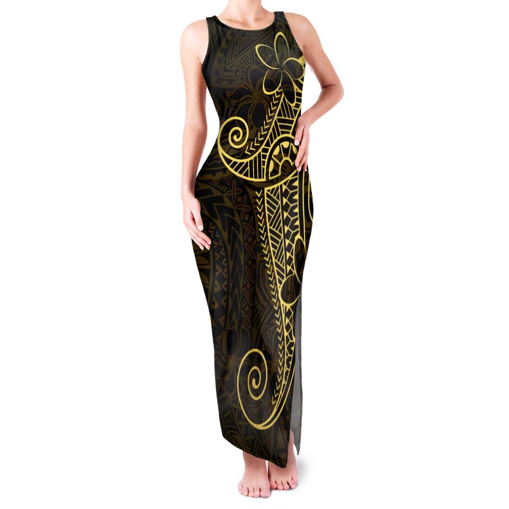 Black Gold Polynesian Tribal Family Matching Tank Maxi Dress and Hawaiian Shirt - Polynesian Pride