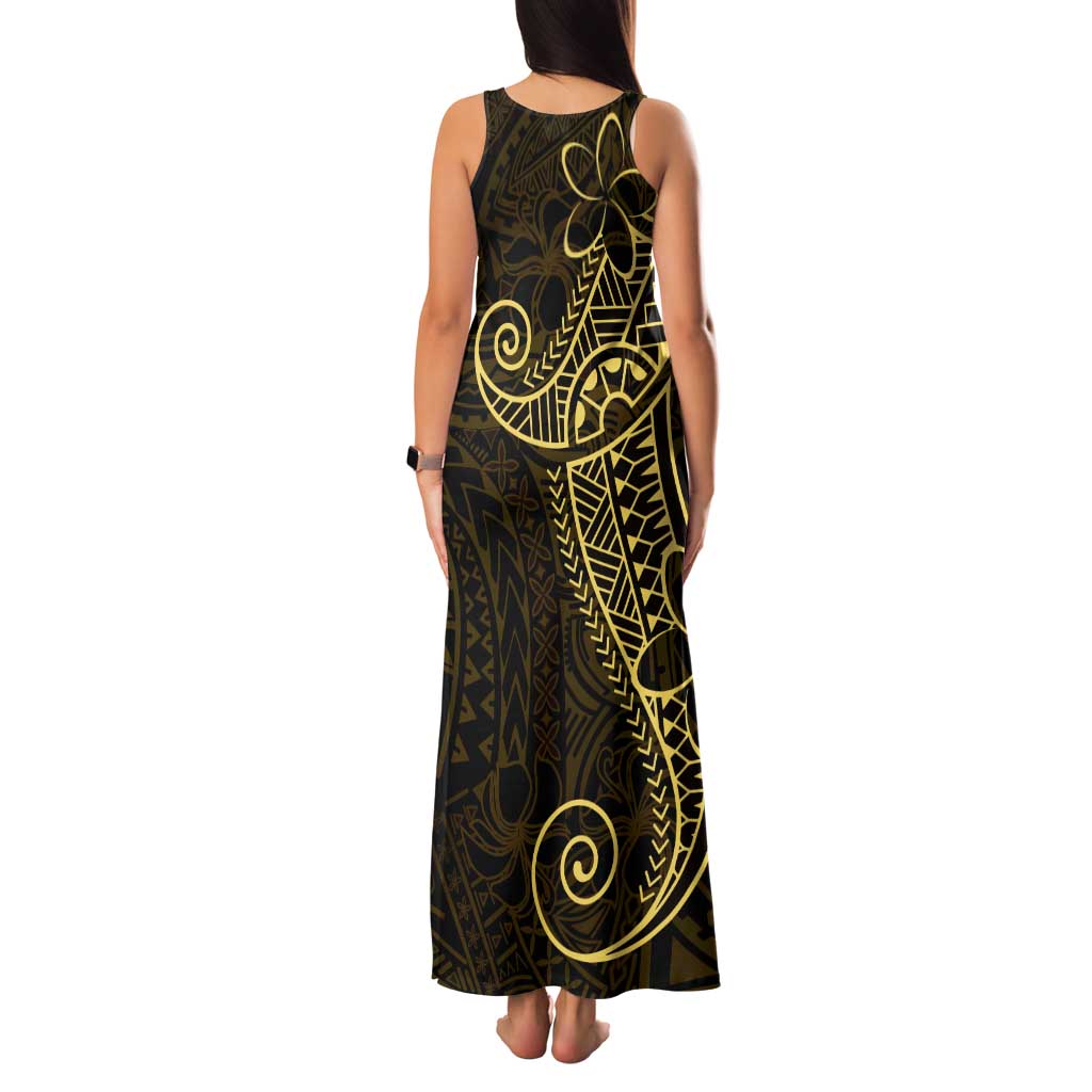 Black Gold Polynesian Tribal Family Matching Tank Maxi Dress and Hawaiian Shirt - Polynesian Pride