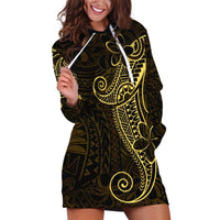 Black Gold Polynesian Tribal Hoodie Dress LT9 Gold - Polynesian Pride