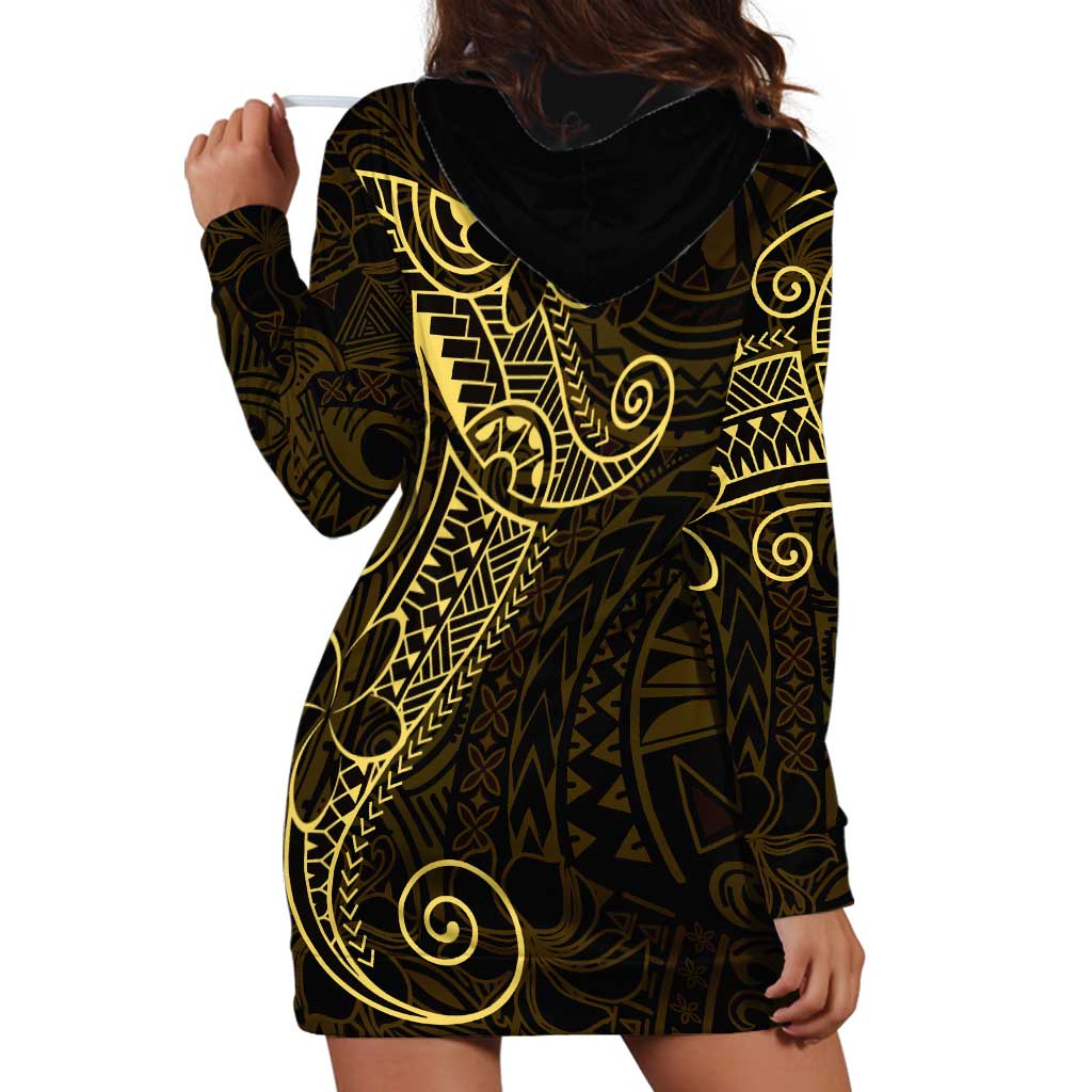 Black Gold Polynesian Tribal Hoodie Dress LT9 - Polynesian Pride
