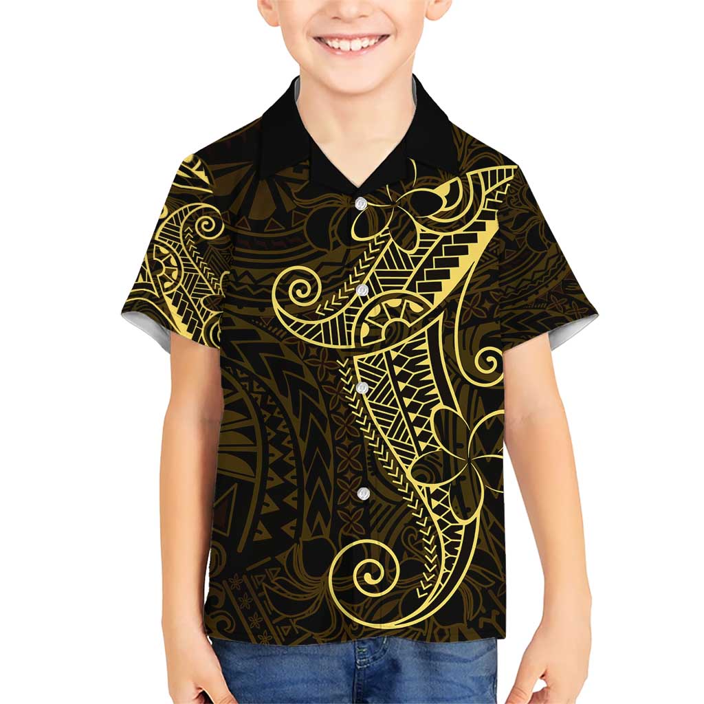 Black Gold Polynesian Tribal Kid Hawaiian Shirt LT9 Kid Gold - Polynesian Pride