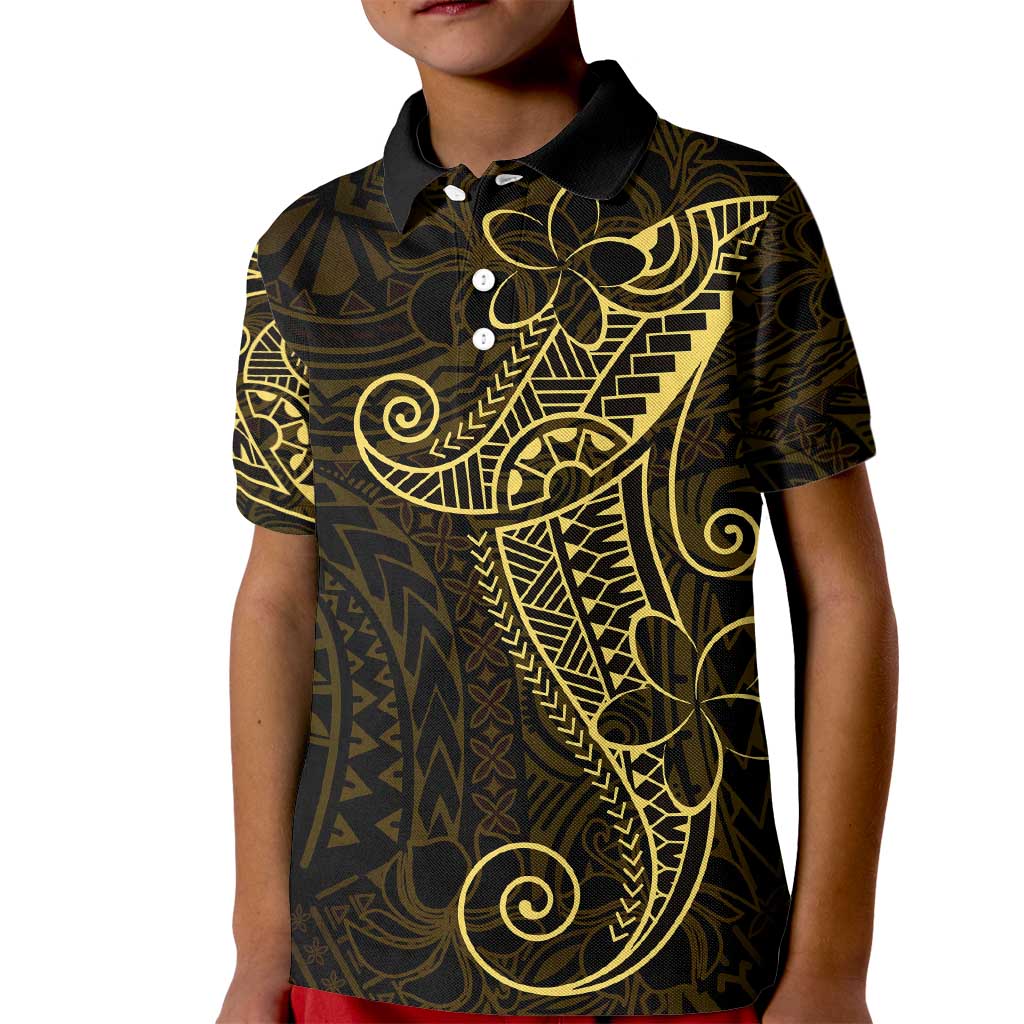 Black Gold Polynesian Tribal Kid Polo Shirt LT9 Kid Gold - Polynesian Pride