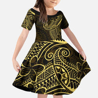 Black Gold Polynesian Tribal Kid Short Sleeve Dress - Polynesian Pride