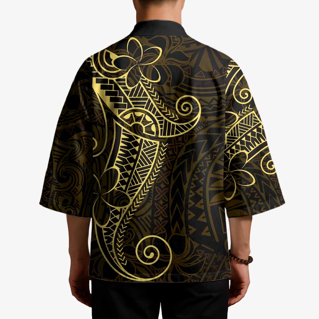Black Gold Polynesian Tribal Kimono - Polynesian Pride