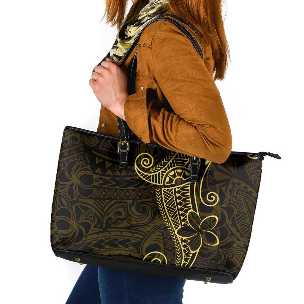 Black Gold Polynesian Tribal Leather Tote Bag LT9 Gold - Polynesian Pride