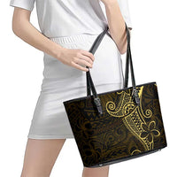 Black Gold Polynesian Tribal Leather Tote Bag LT9 - Polynesian Pride