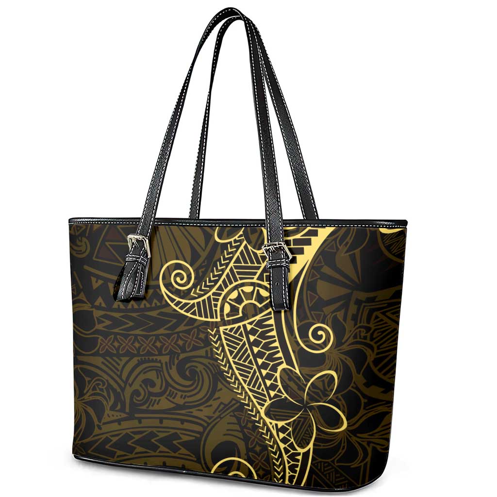 Black Gold Polynesian Tribal Leather Tote Bag LT9 - Polynesian Pride