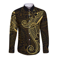 Black Gold Polynesian Tribal Long Sleeve Button Shirt - Polynesian Pride
