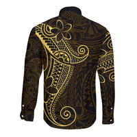 Black Gold Polynesian Tribal Long Sleeve Button Shirt - Polynesian Pride