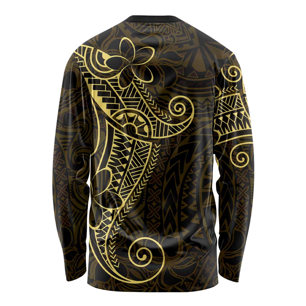 Black Gold Polynesian Tribal Long Sleeve Shirt - Polynesian Pride