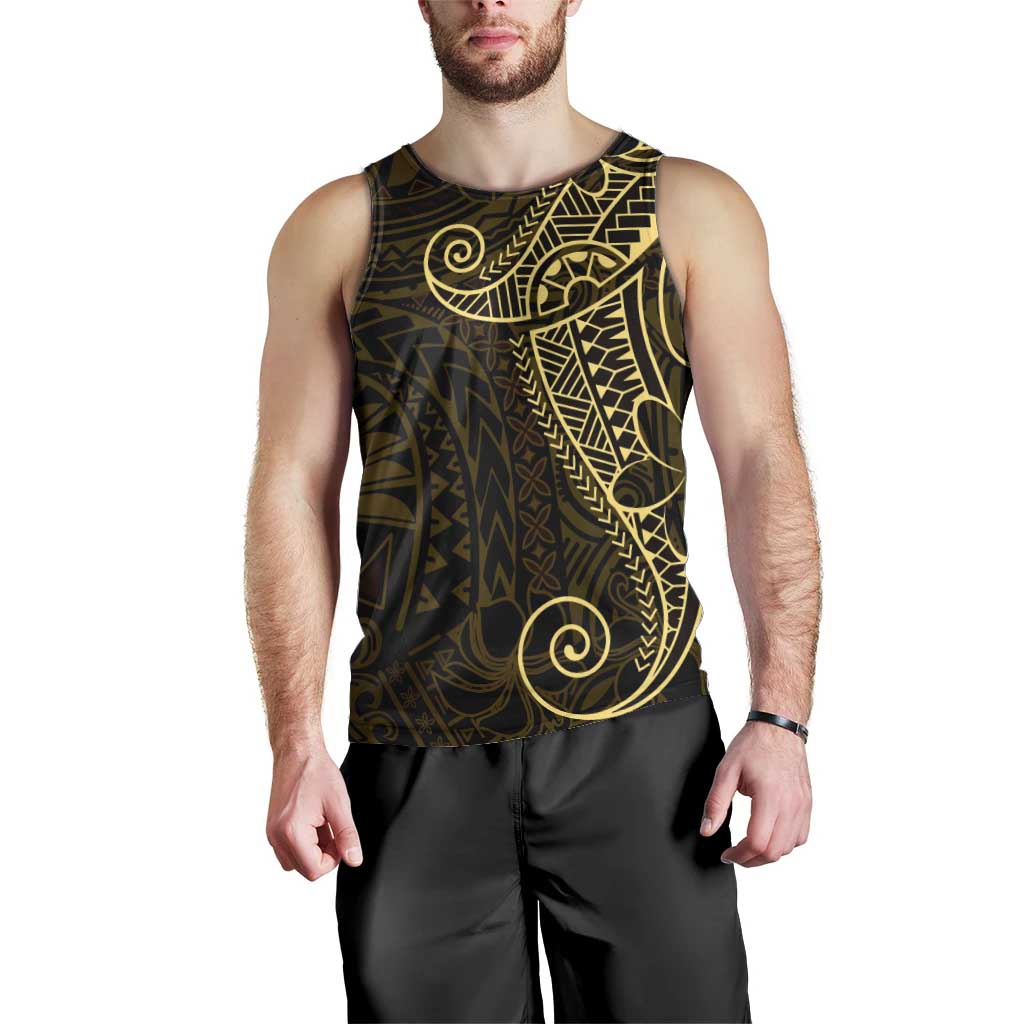 Black Gold Polynesian Tribal Men Tank Top LT9 - Polynesian Pride