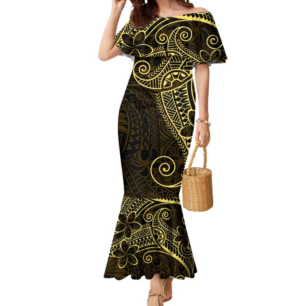 Black Gold Polynesian Tribal Mermaid Dress - Polynesian Pride